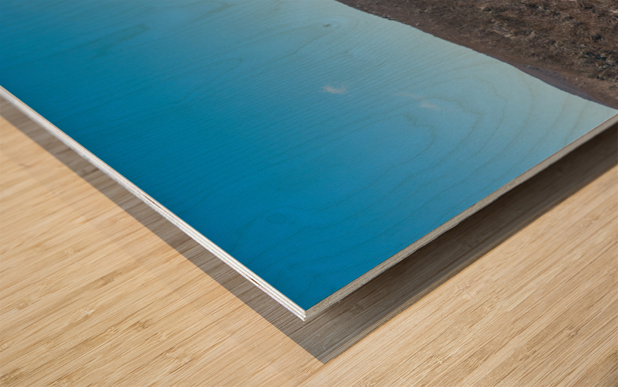 Aerial view up the frozen Cheat River in Morgantown WV Wood print