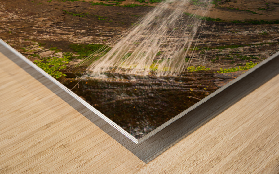 Waterfall at Ozone Falls in Tennessee showing the lip of the gorge Wood print