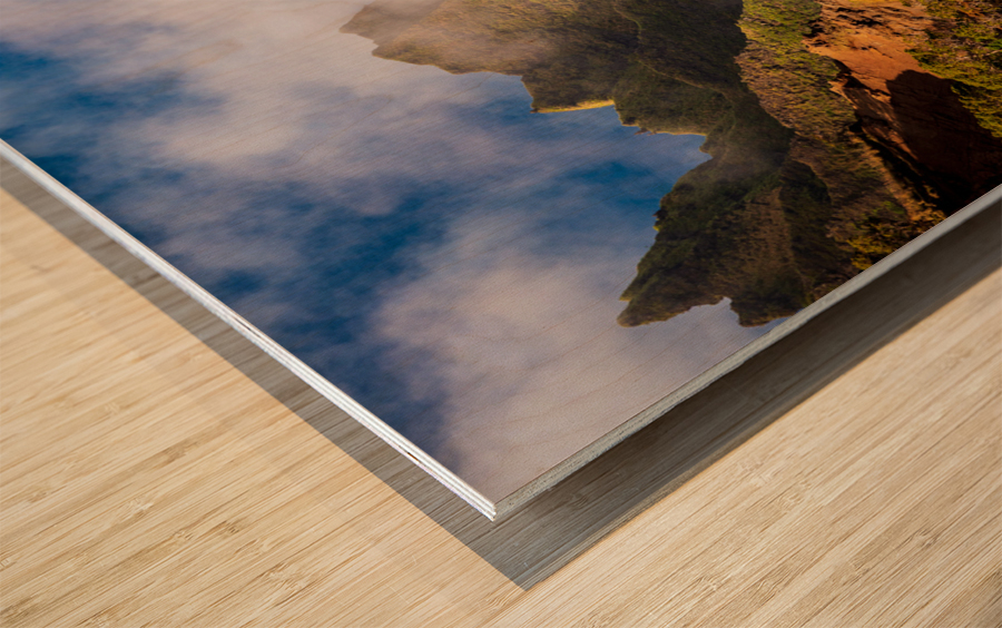 View of the fluted rocks of the Na Pali coastline Wood print