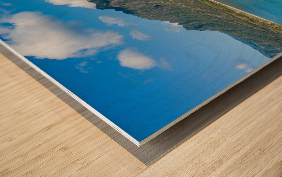 Aerial view of chinamans hat by Kualoa  regional park Wood print