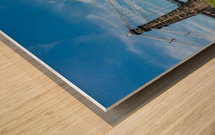 Suspension bridge over the Ohio river in Wheeling Wood print