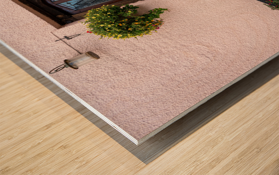 Solid wooden front door in Devon village of Dunsford Wood print