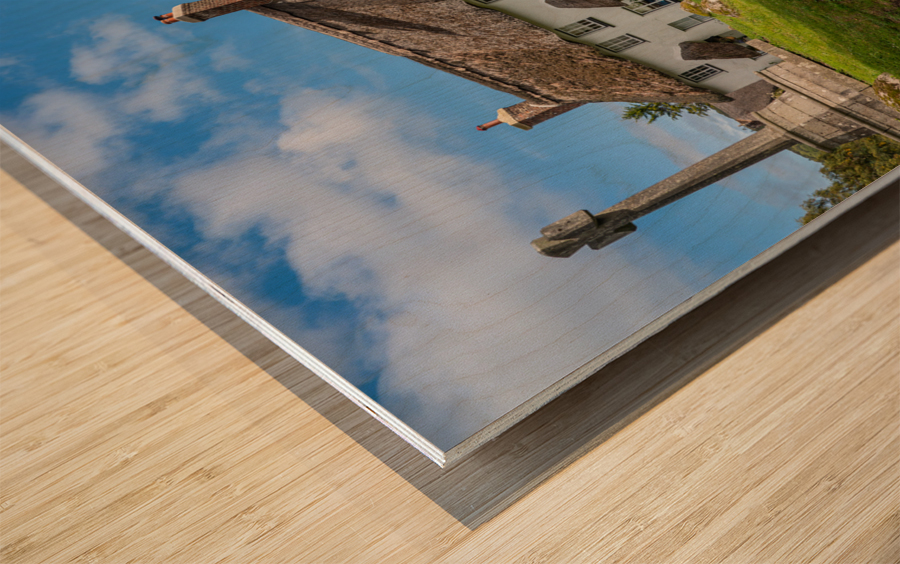 Thatched cottages in Lustleigh in Devon Wood print