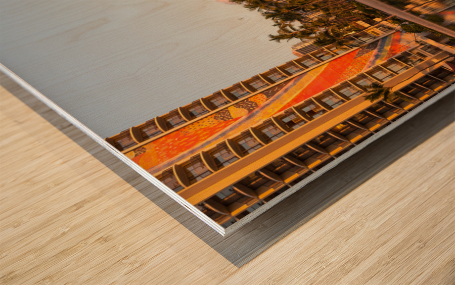 Newly restored tiling mural on Rainbow Tower Wood print