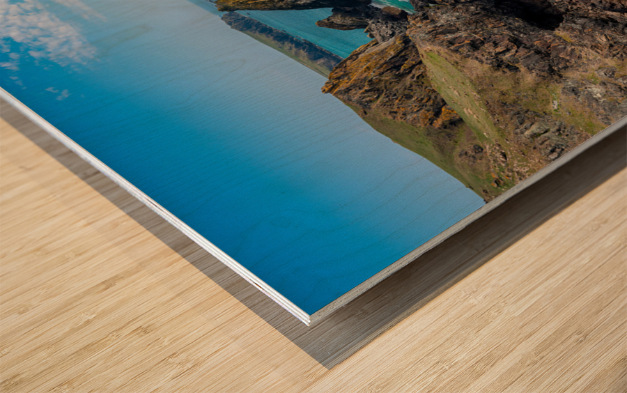 View towards the Lizard from Kynance Cove in Cornwall Wood print
