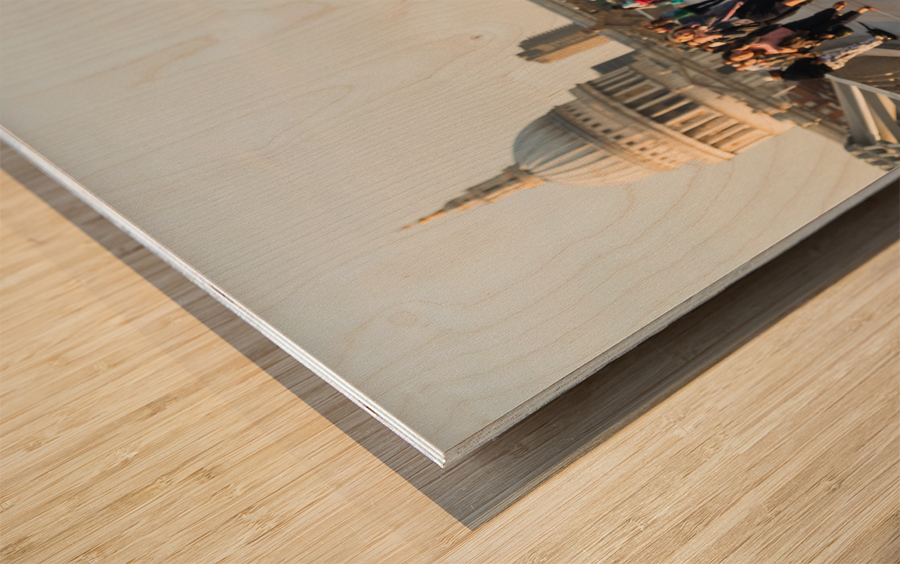 St Pauls Cathedral Church London Millenium Bridge Wood print