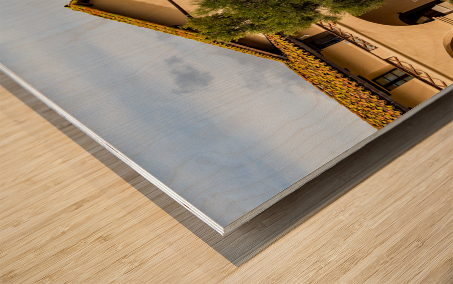 Cloudy day at Santa Ines Mission California Wood print