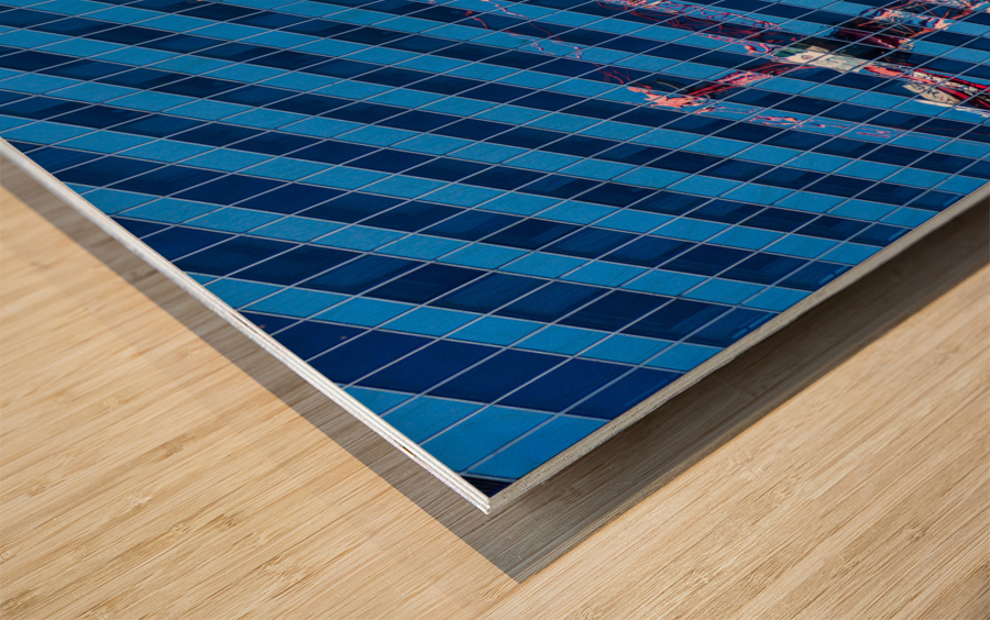 Reflection of crane in Chicago windows Wood print