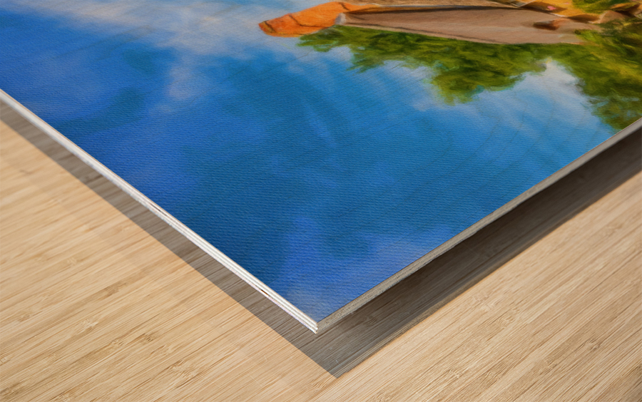 Oil paint cotswold stone house in Ilmington Wood print