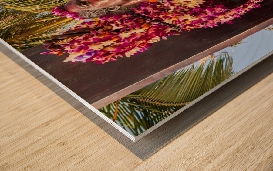 Duke Kahanamoku statue in Waikiki Wood print