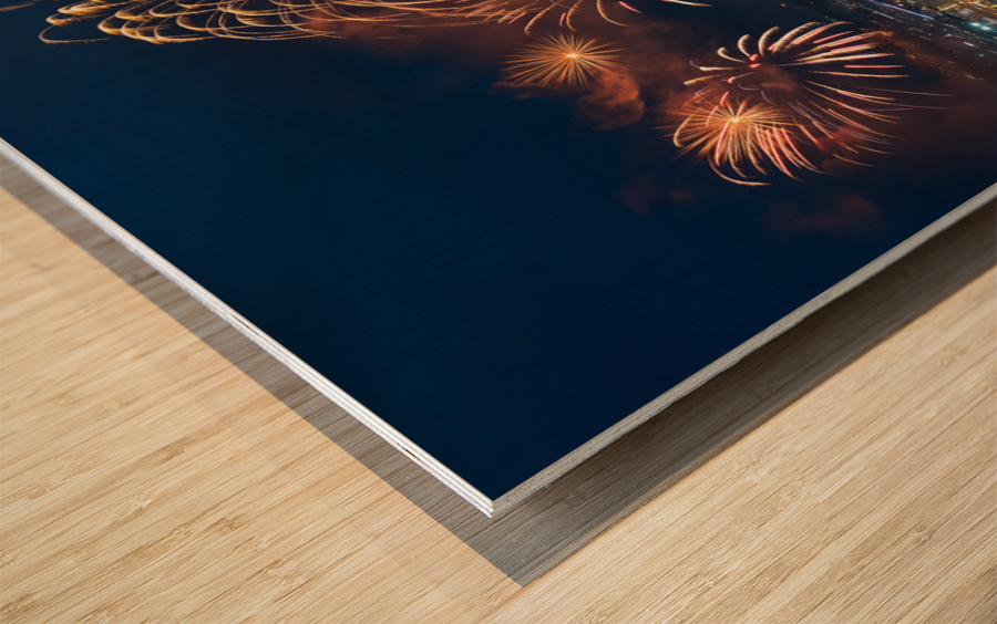 Fireworks over Pittsburgh for Independence Day Wood print