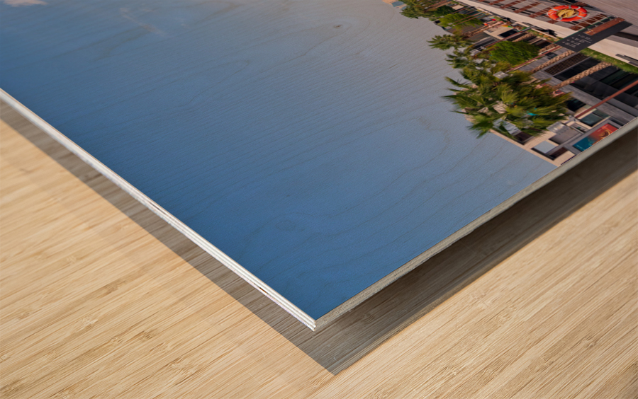 The Creek by Bur Dubai and Al Seef with large docked boats Wood print