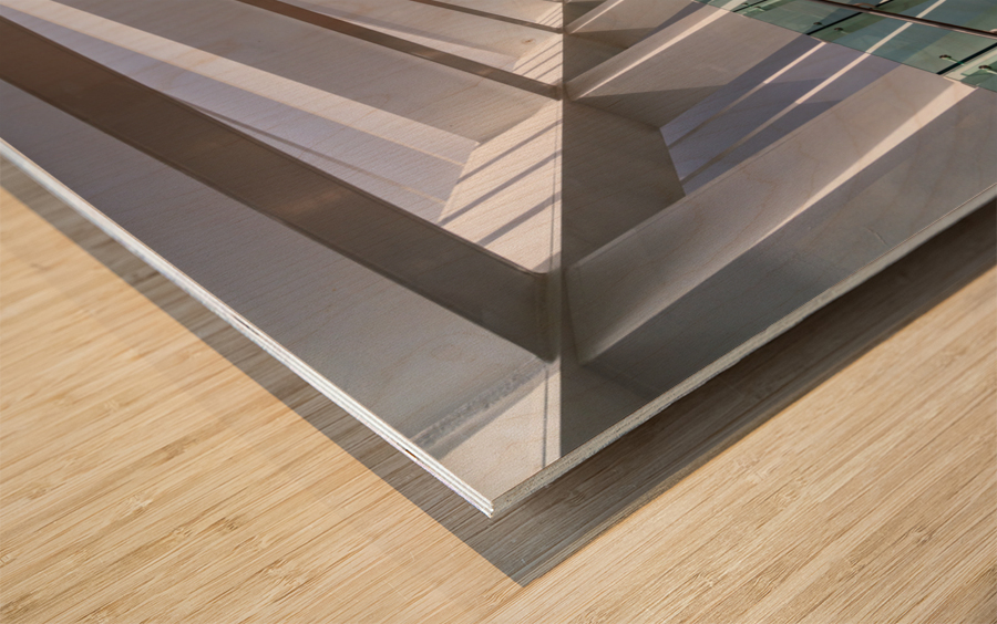 Dubai Water Canal bridge twists towards new apartment blocks Wood print