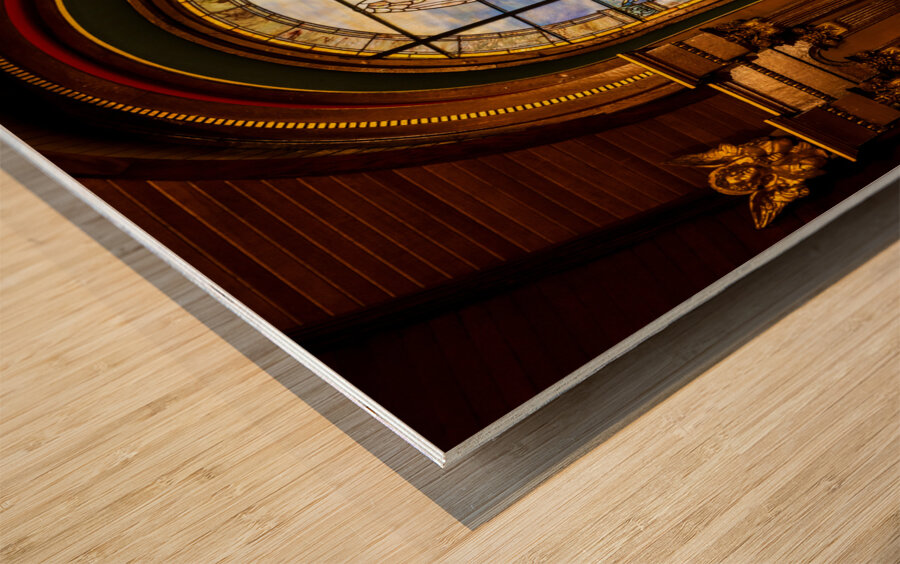 The Angel among the Lilies. Tiffany stained glass window. 1896 Wood print