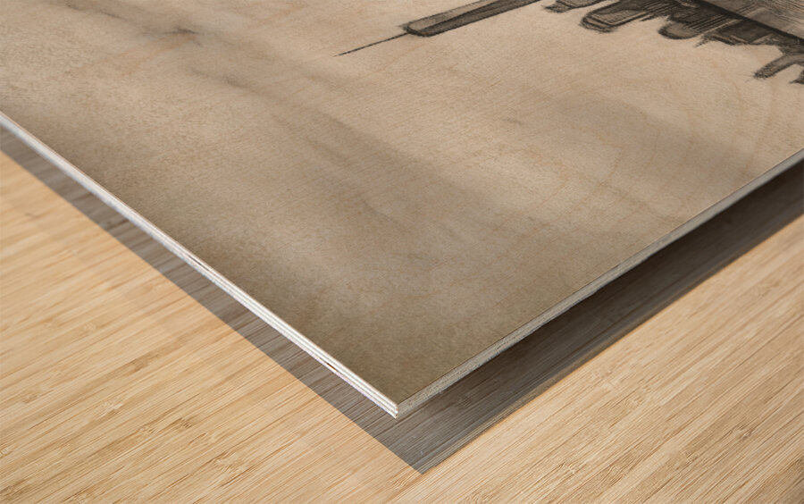 Charcoal drawing of the Manhattan Skyline Wood print